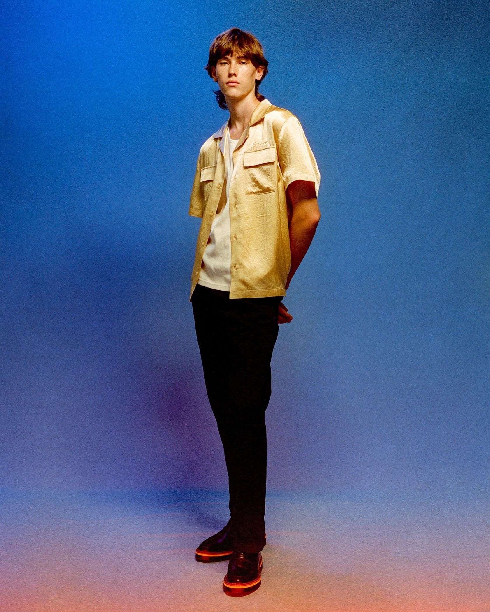 Canty Crinkled Satin Short Sleeve Shirt sold by Saturdays New York City product image thumbnail 3