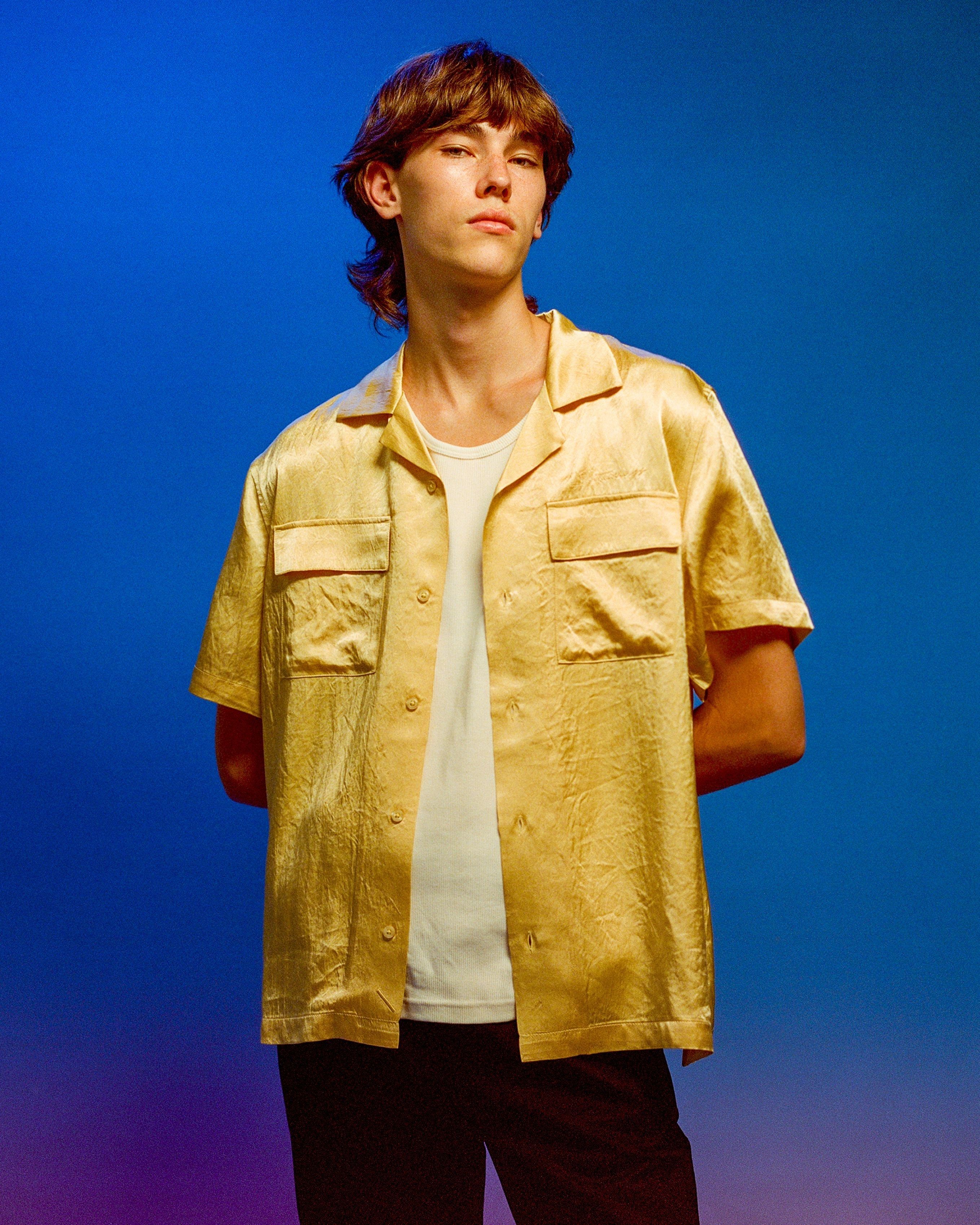 Canty Crinkled Satin Short Sleeve Shirt sold by Saturdays New York City product image thumbnail 2