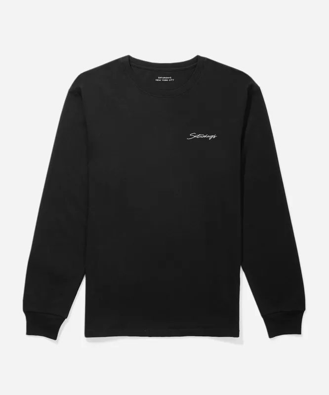 Script Embroidered Standard Long Sleeve Tee sold by Saturdays New York City