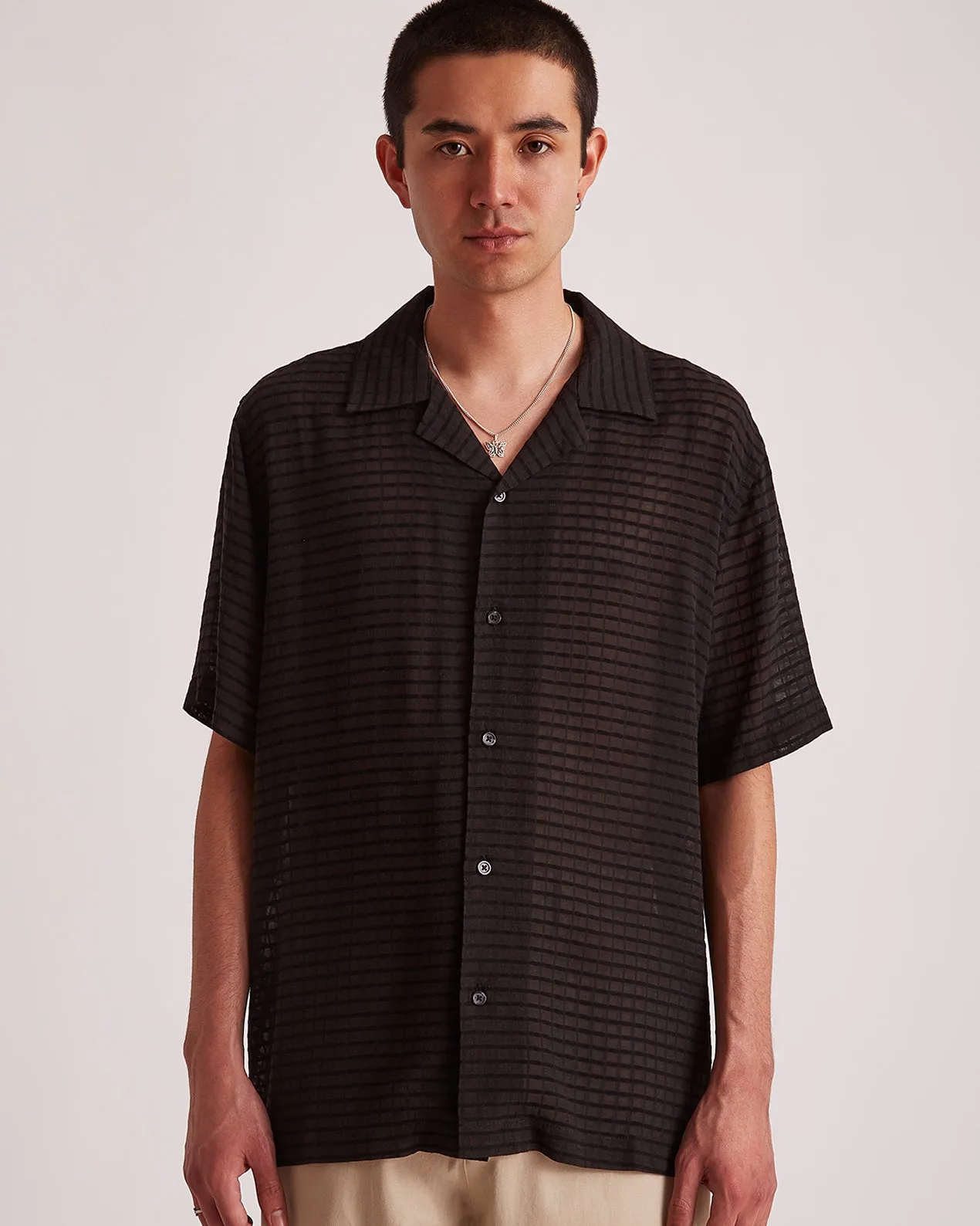 Canty Sheer Check SS Shirt sold by Saturdays New York City product image thumbnail 3