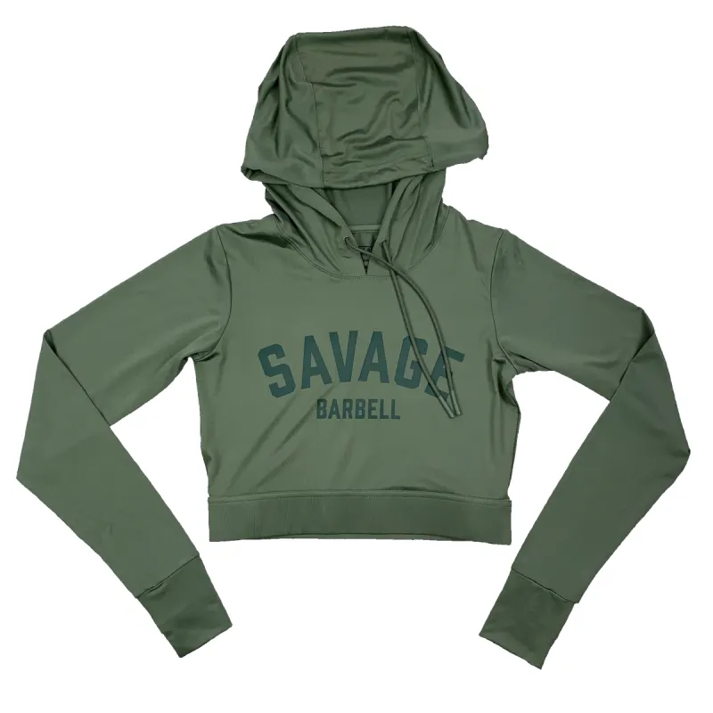Women's Premium Crop Hoodie made by Savage Barbell