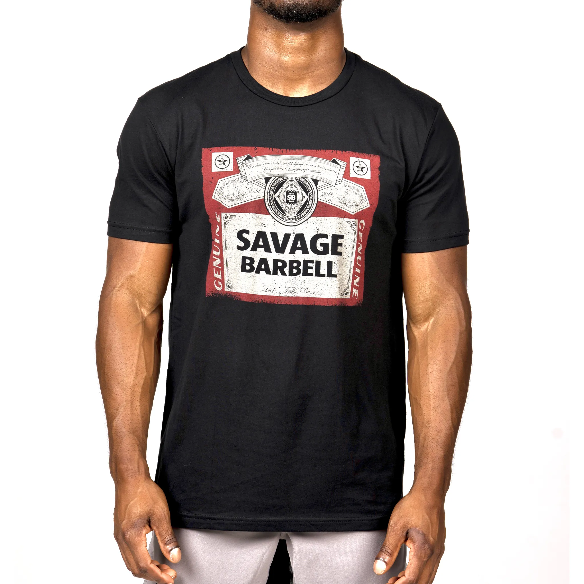 Men's T-Shirt - Genuine Savage - Black sold by Savage Barbell