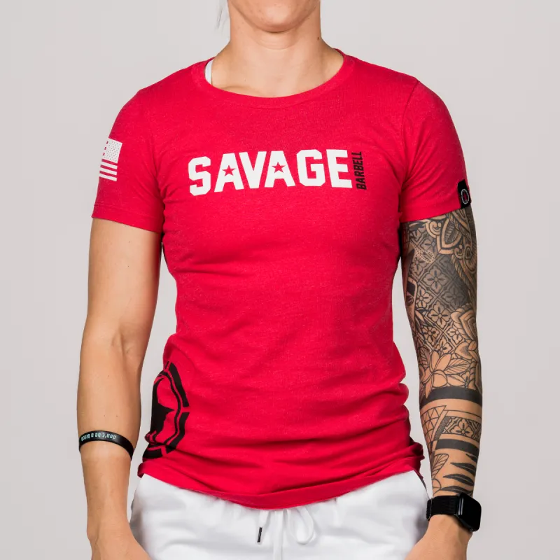Women's T-Shirt - Hip Star - Red sold by Savage Barbell