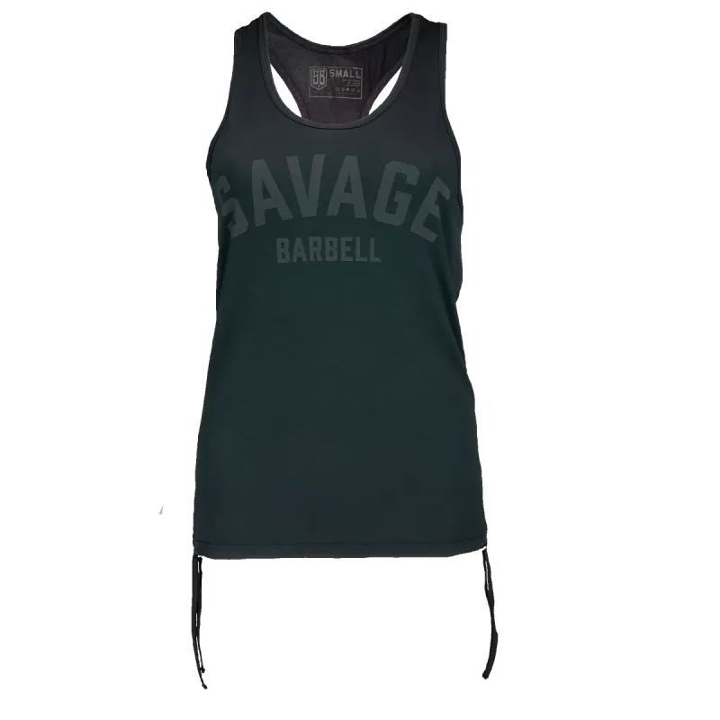 Women's Cinch Side-Tie Tank Top - Black sold by Savage Barbell
