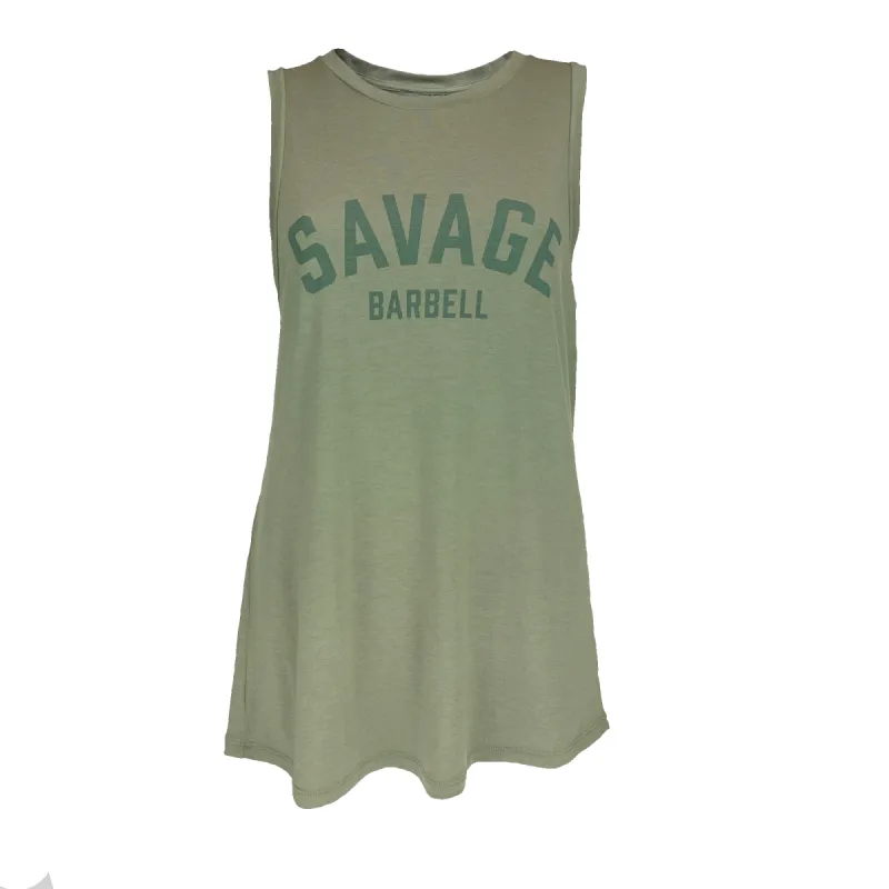 Women's Keyhole Tie-Back Tank Top - Dusty Olive made by Savage Barbell