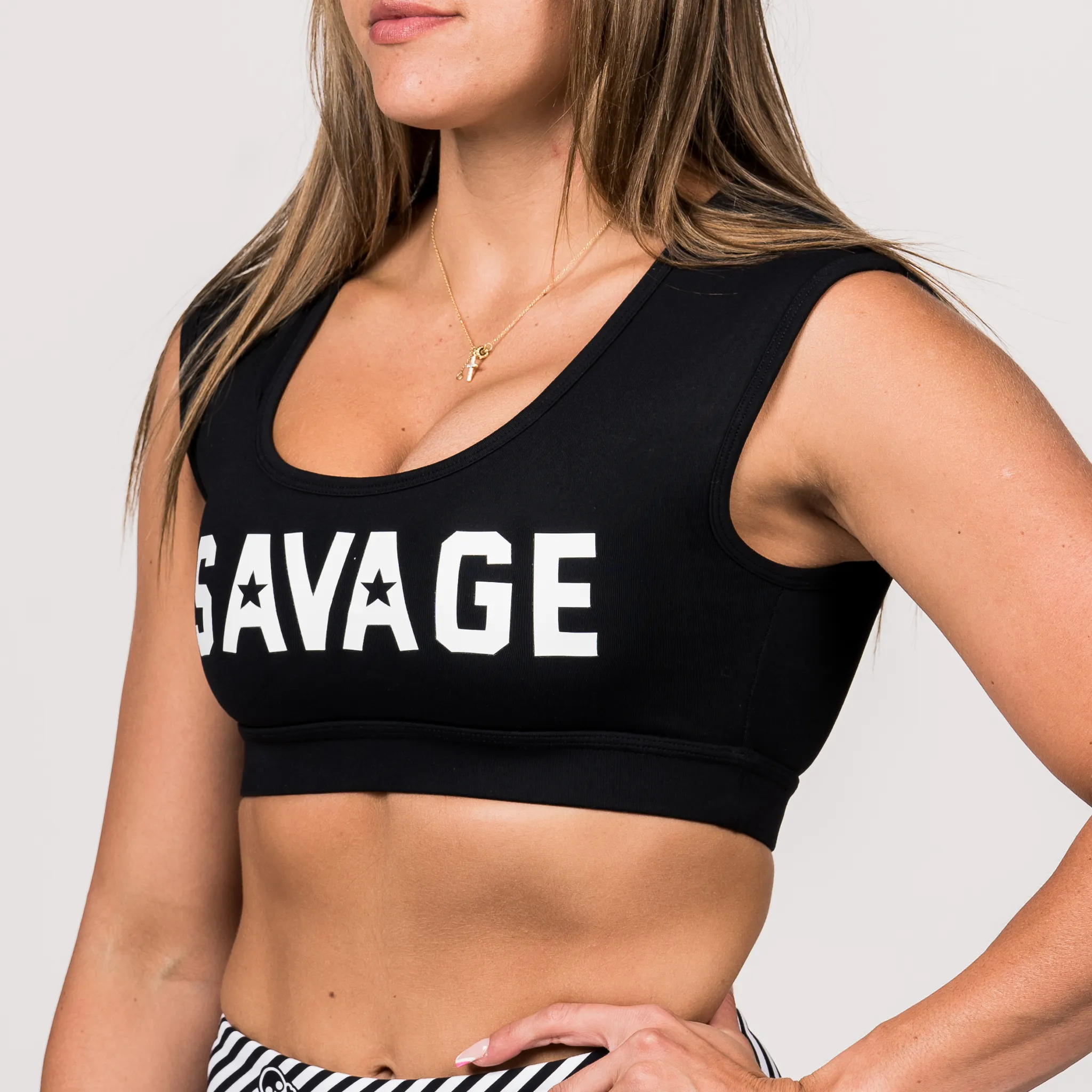 Sports Bra - Crop-Tee Sports Bra - Black sold by Savage Barbell product image thumbnail 3