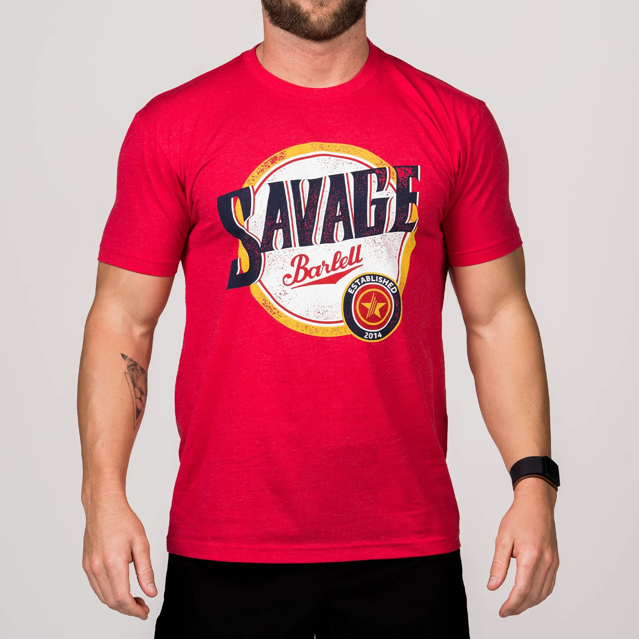 Men's T-Shirt - Savage Time - Red sold by Savage Barbell
