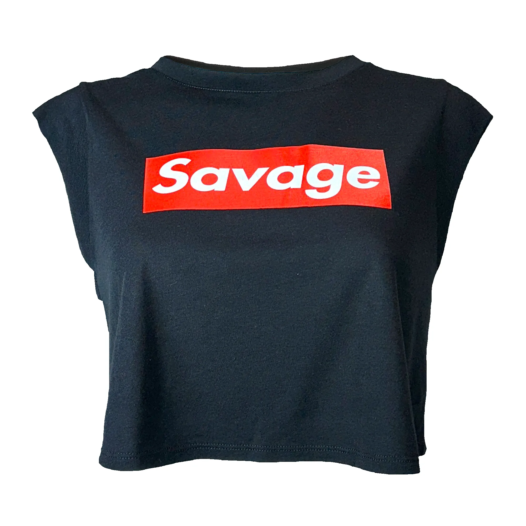 Women's Cut Off Sleeveless Crop-T - Look. Feel. Be. - Limited Edition - Black sold by Savage Barbell