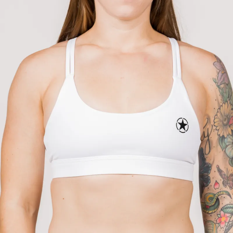 Sports Bra - Knotty Back - White sold by Savage Barbell
