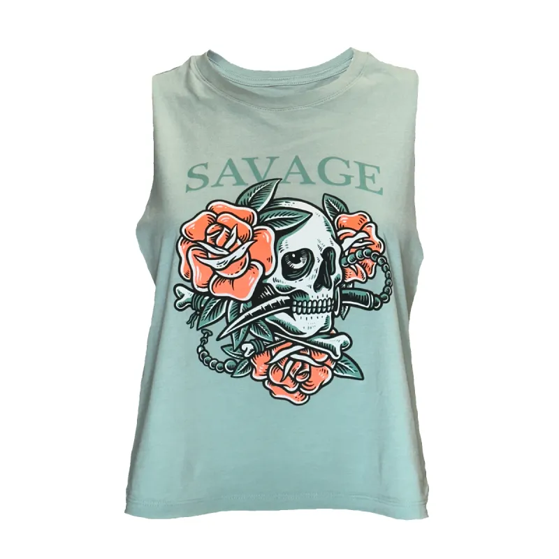 Women's Racerback Crop Tank - Sea Foam sold by Savage Barbell