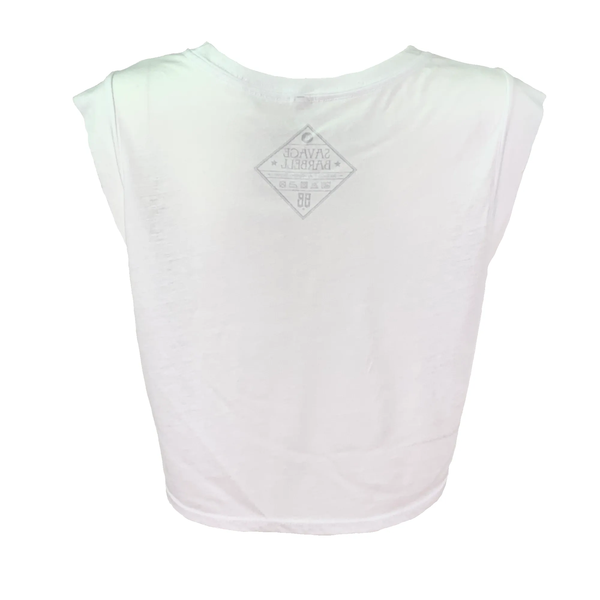Women's Cut Off Sleeveless Crop-T - Stars n Stripes - White sold by Savage Barbell product image thumbnail 2