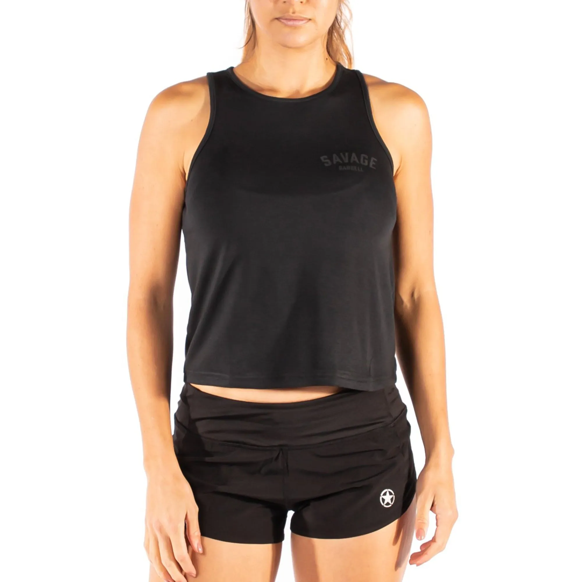 Women's Crop Racerback Tank - Black sold by Savage Barbell product image thumbnail 3