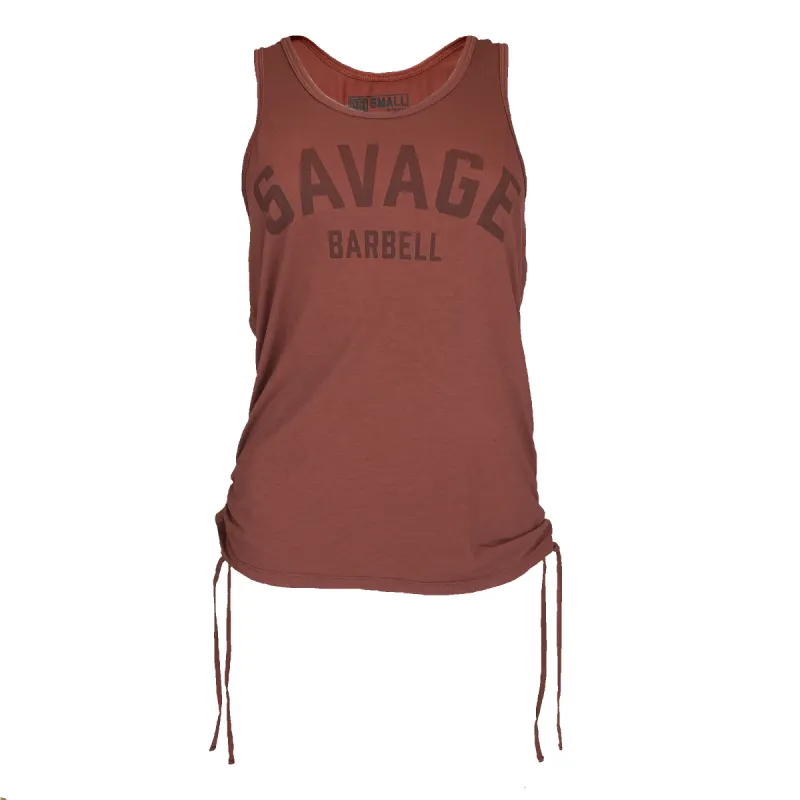 Women's Cinch Side-Tie Tank - Vintage Brick sold by Savage Barbell