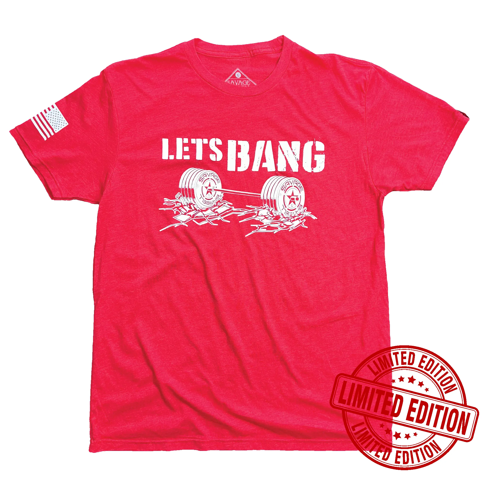 Men's T-shirt - Limited Edition - Let's Bang - Red sold by Savage Barbell