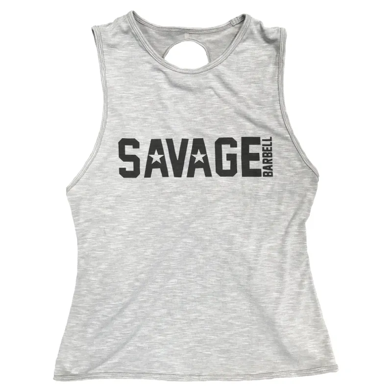 Women's CrossBack Tank Top - Heather Gray sold by Savage Barbell