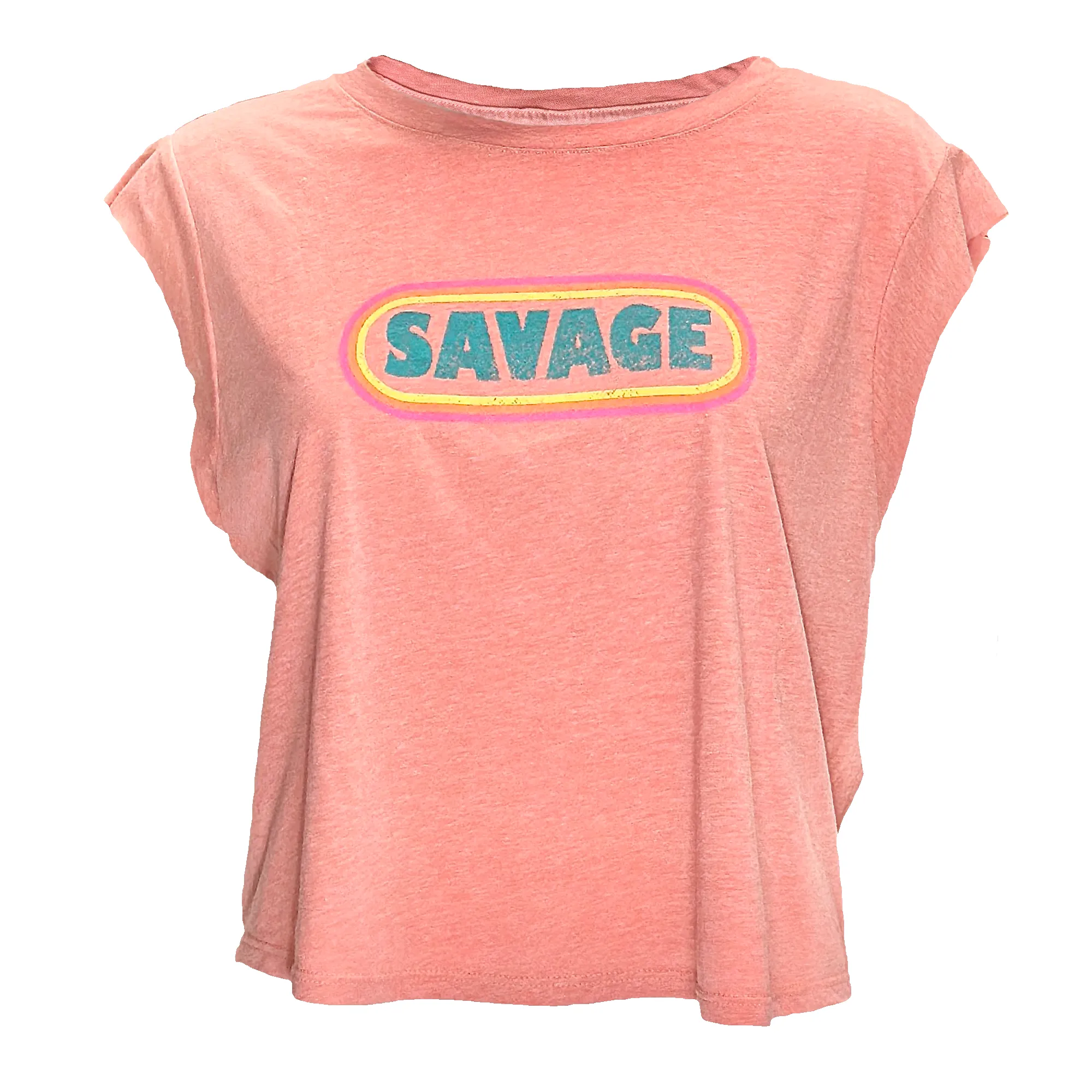 Women's Cut Off Sleeveless Crop-T - Retro Chick - Sunset sold by Savage Barbell