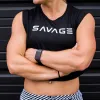 Women's Cut Off Sleeveless Crop-T - Black sold by Savage Barbell
