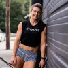 Women's Cut Off Sleeveless Crop-T - Black sold by Savage Barbell