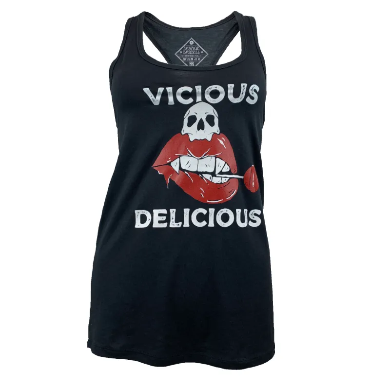 Women's Racerback Tank Top - Vicious n Delicious - Vintage Black sold by Savage Barbell