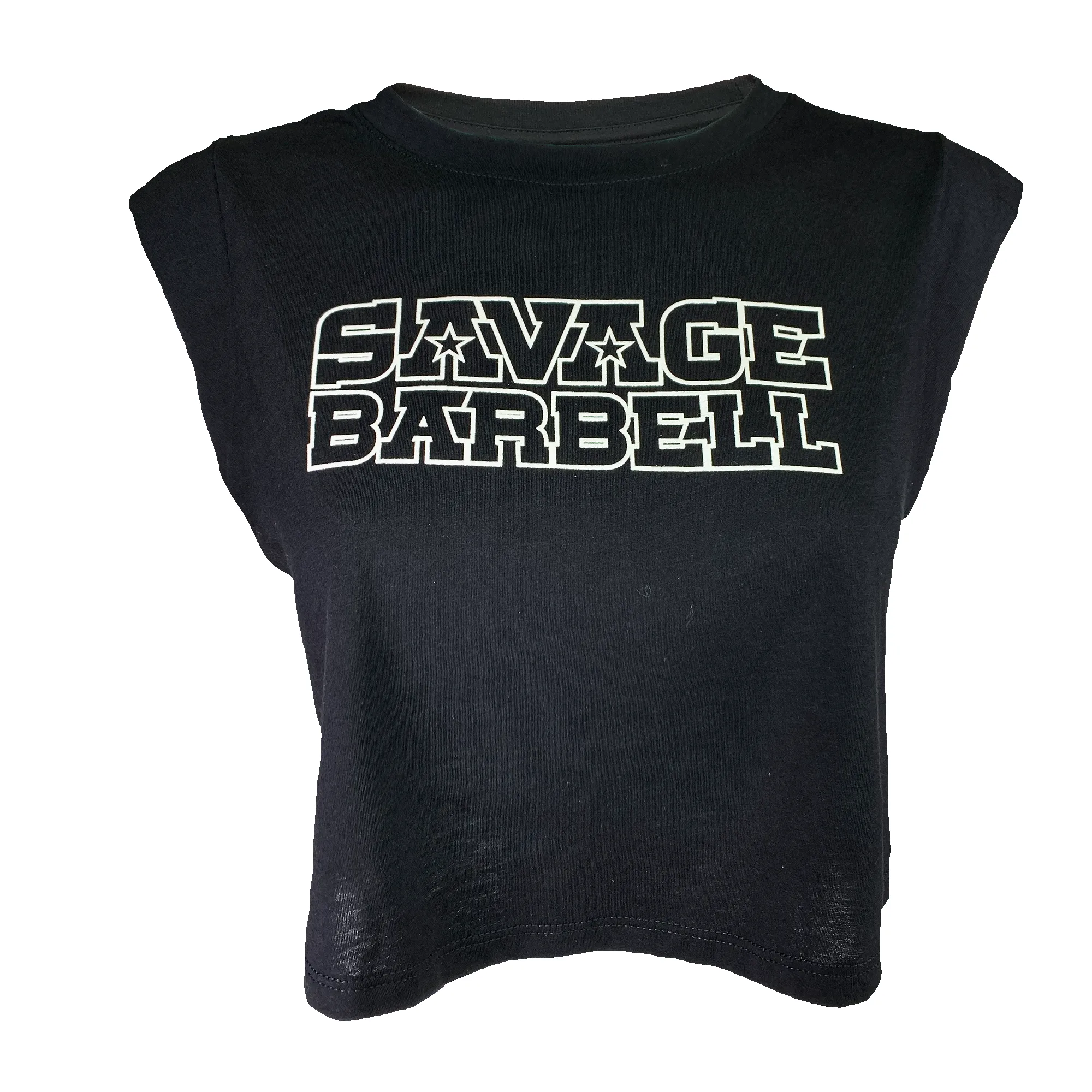 Women's Cut Off Sleeveless Crop-T - Suicide Squad - Black sold by Savage Barbell