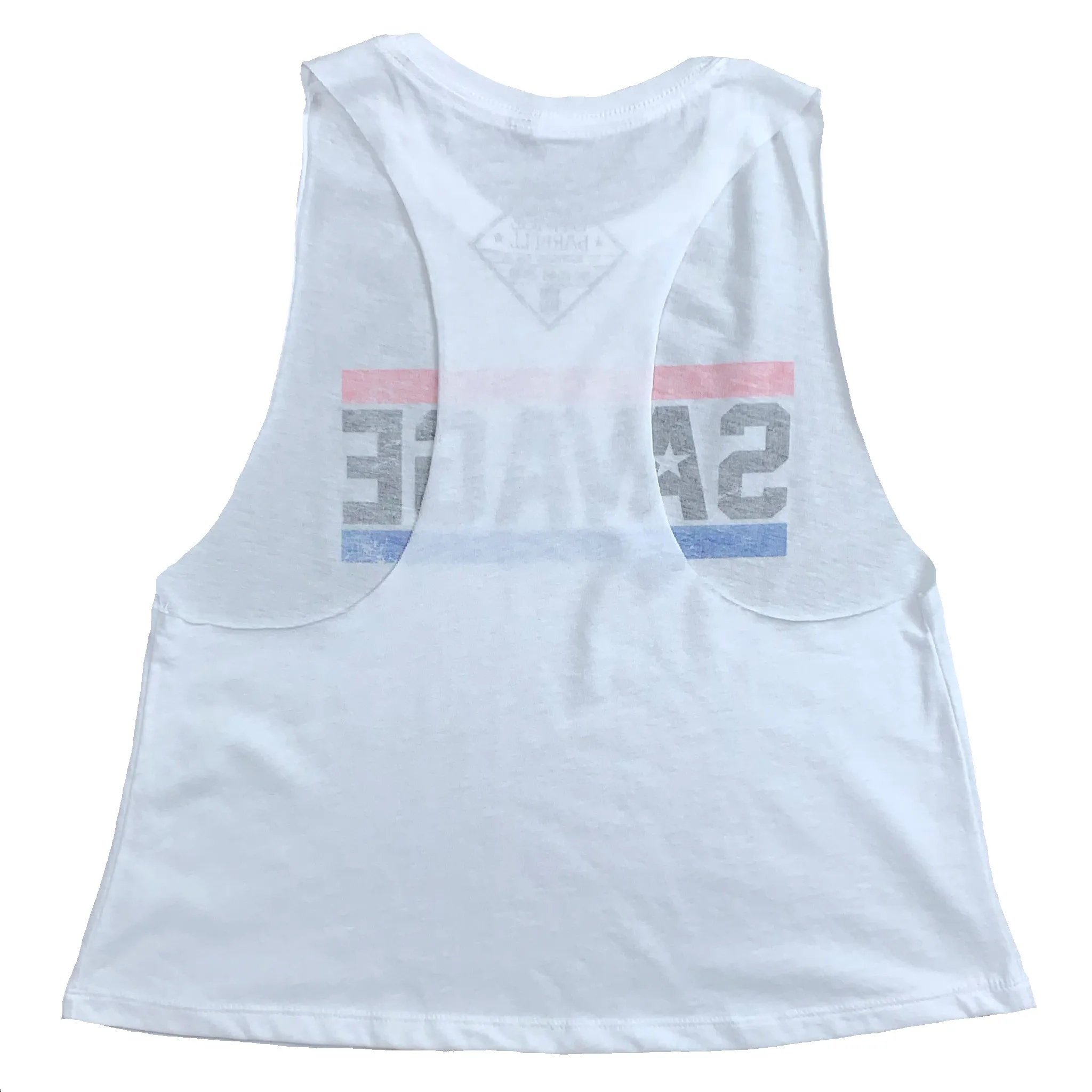 Women's Racerback Crop Tank - Red, White, & Blue - White sold by Savage Barbell product image thumbnail 2