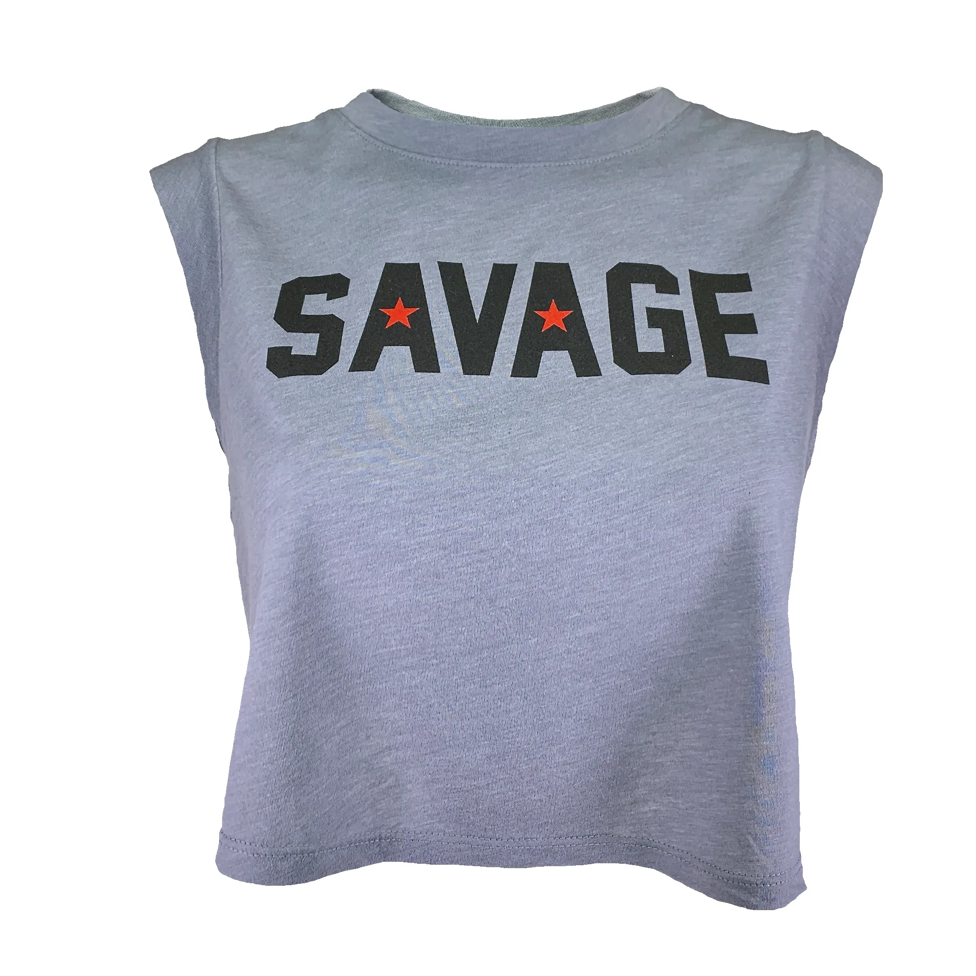 Women's Cut Off Sleeveless Crop-T - Killin' It - Storm Gray sold by Savage Barbell