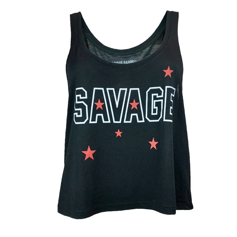 Women's Crop Top - Starry Eyes - Black made by Savage Barbell