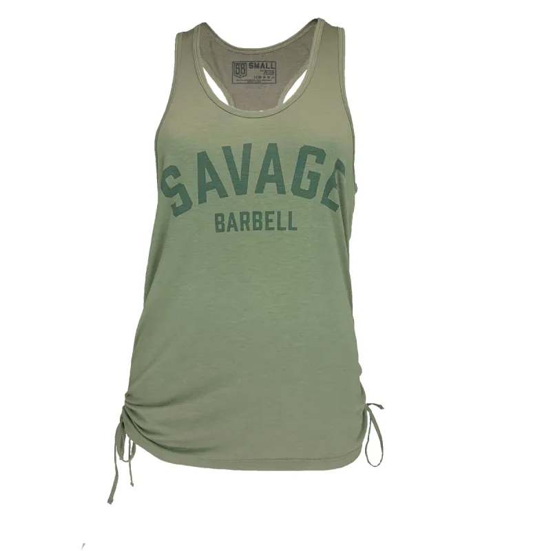Women's Cinch Side-Tie Tank - Dusty Olive made by Savage Barbell