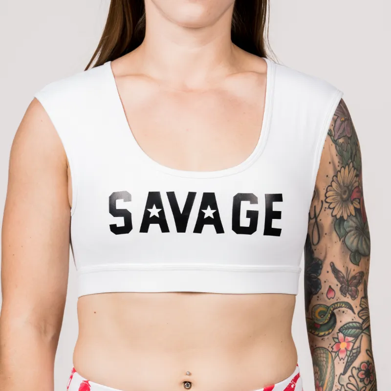 Sports Bra - Crop-Tee Sports Bra - White sold by Savage Barbell