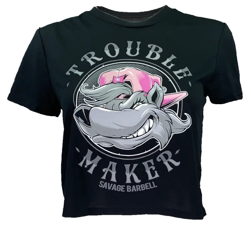 Women's Crop-T - Trouble Maker - Black sold by Savage Barbell