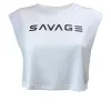Women's Cut Off Sleeveless Crop-T - White sold by Savage Barbell