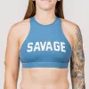 Sports Bra - High-Neck - Blue Steel sold by Savage Barbell