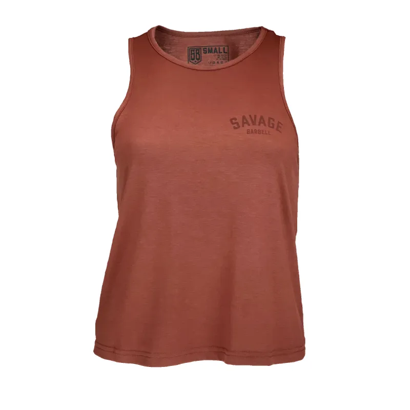 Women's Crop Racerback Tank - Vintage Brick sold by Savage Barbell