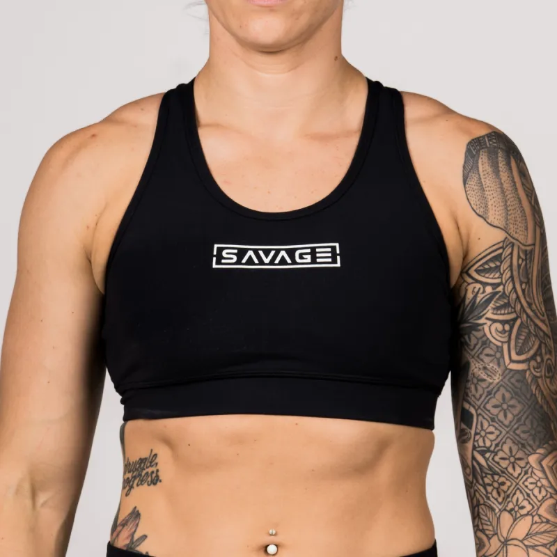 Sports Bra - Laser Back - Black sold by Savage Barbell