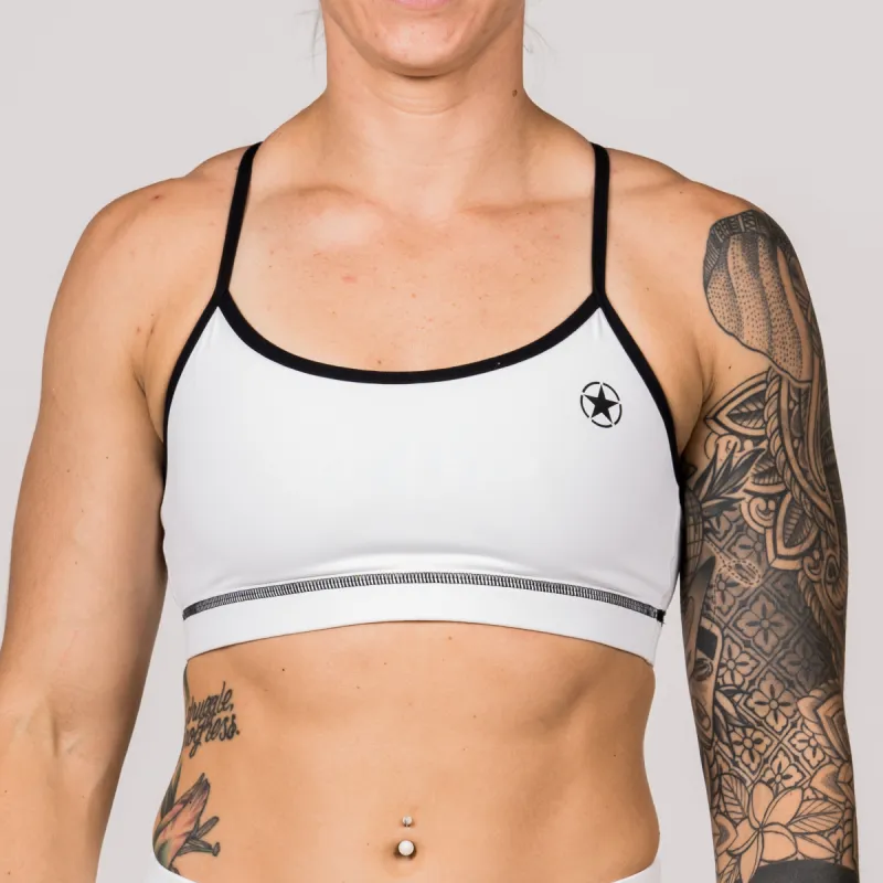 Sports Bra - Varsity - White sold by Savage Barbell