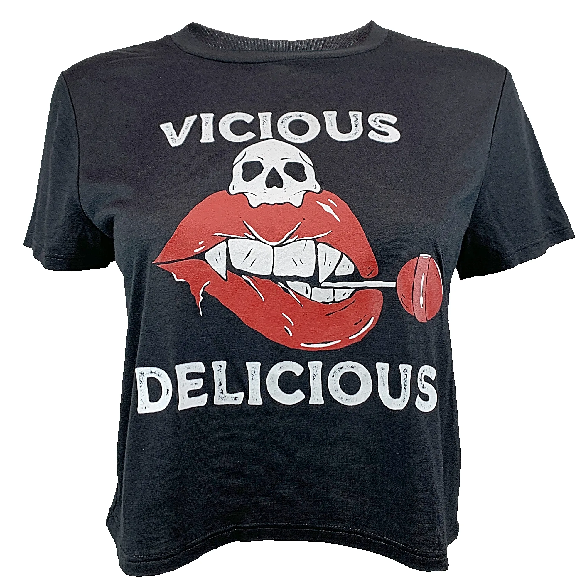 Women's Crop-T - Vicious n Delicious - Black sold by Savage Barbell