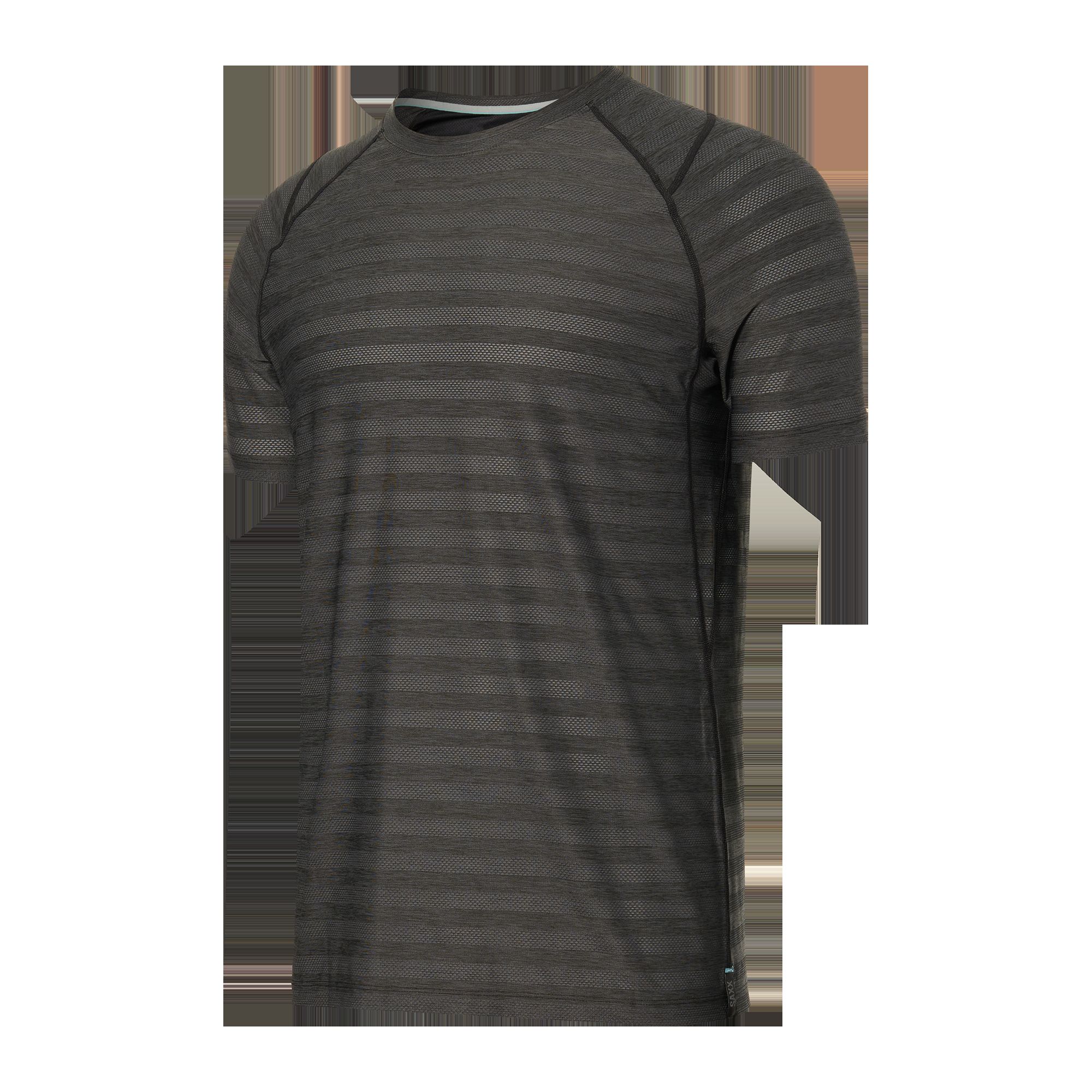DropTemp™ Cooling Mesh Short Sleeve Crew - Black Heather sold by SAXX Underwear