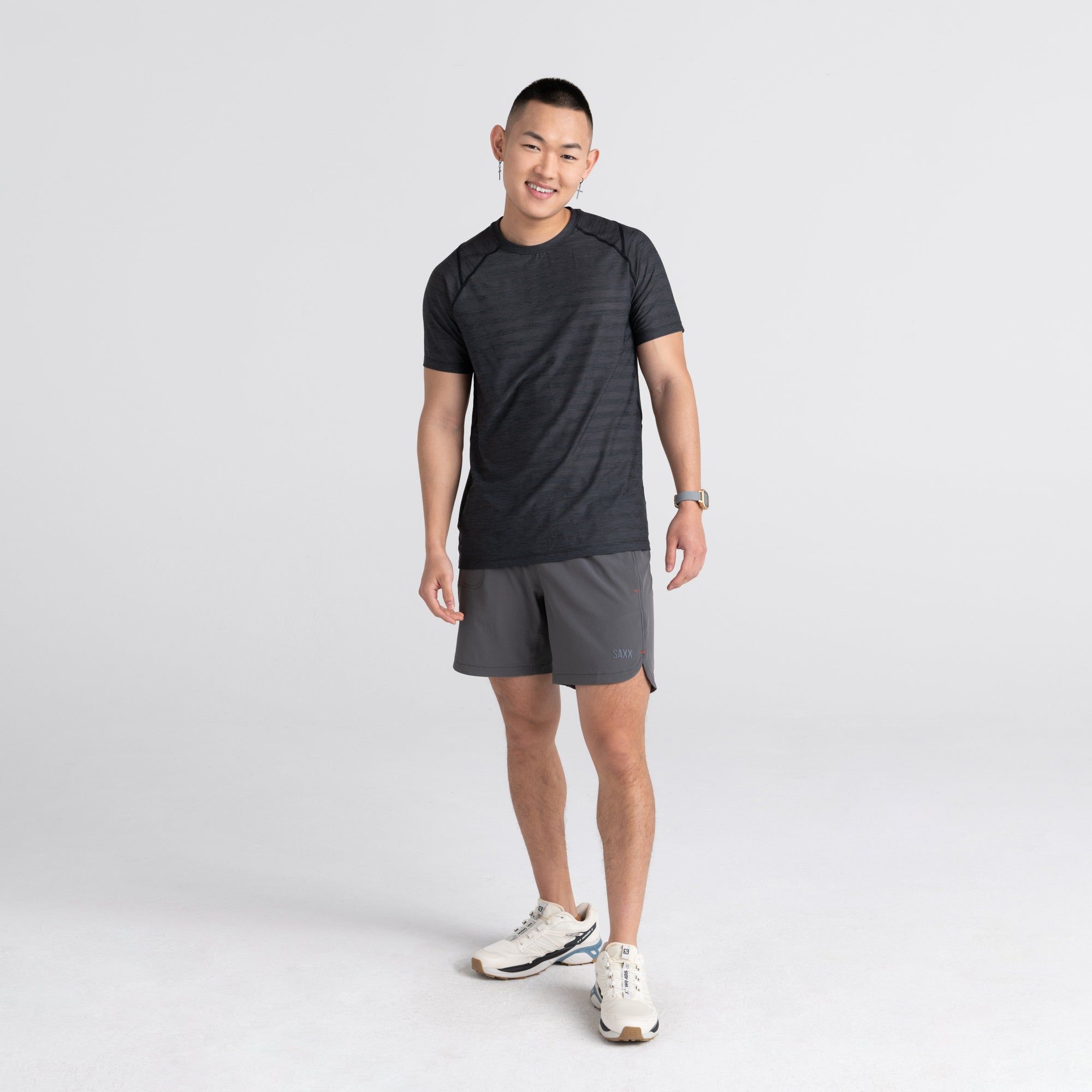 DropTemp™ Cooling Mesh Short Sleeve Crew - Black Heather sold by SAXX Underwear product image thumbnail 3