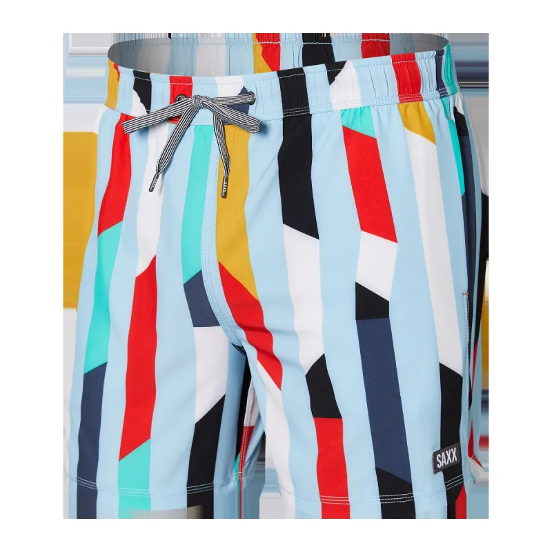 Oh Buoy 2N1 Short Trunk - Cutwork Stripe- Airy Blue sold by SAXX Underwear