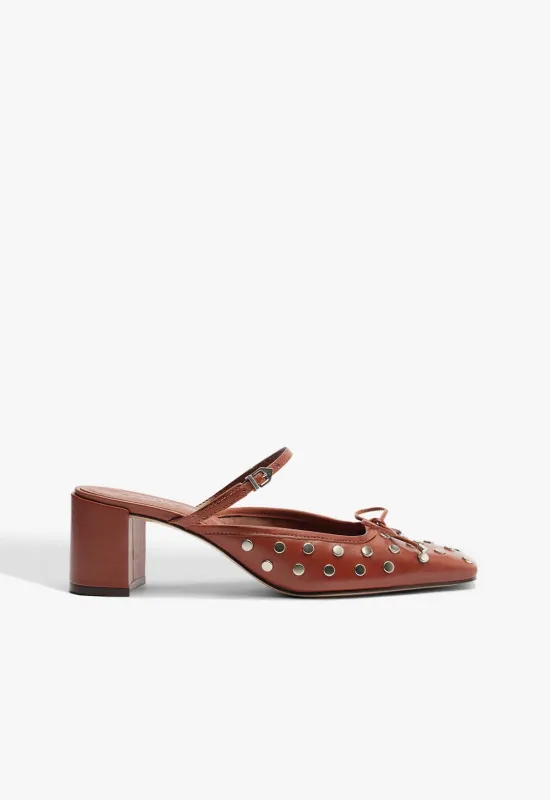 Arissa Block Mule Studs Leather Pump sold by SCHUTZ