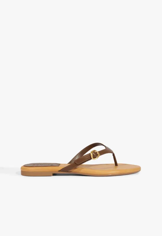 Sonia Brown Leather Flat Sandal sold by SCHUTZ