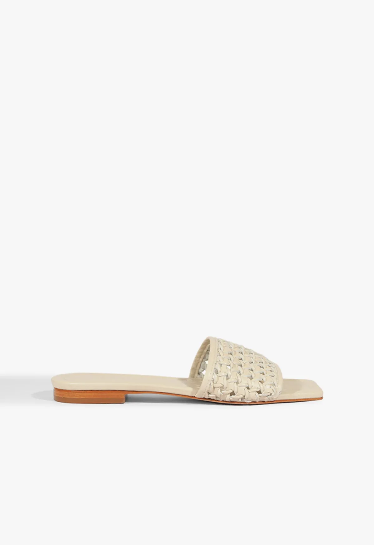 Juliet White Leather Flat Sandal sold by SCHUTZ