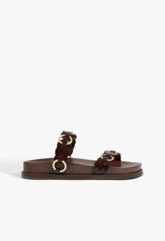 Selina Brown Leather Sporty Sandal made by SCHUTZ