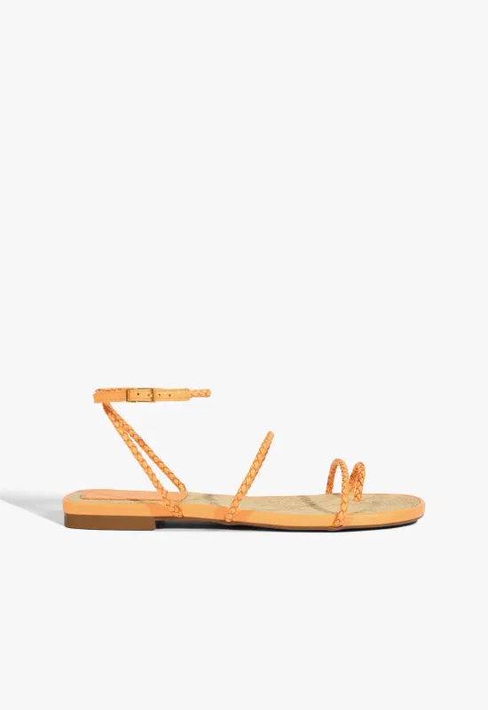 Kaya Orange Leather Flat Sandal sold by SCHUTZ