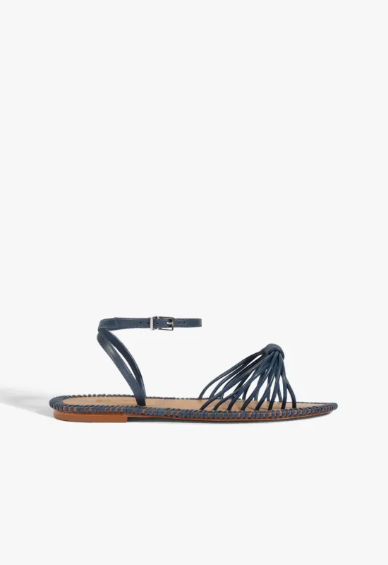 Livia Blue Leather Flat Sandal sold by SCHUTZ