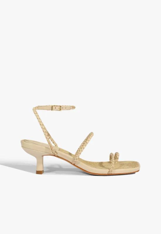 Kaya Straw Mid Sandal sold by SCHUTZ