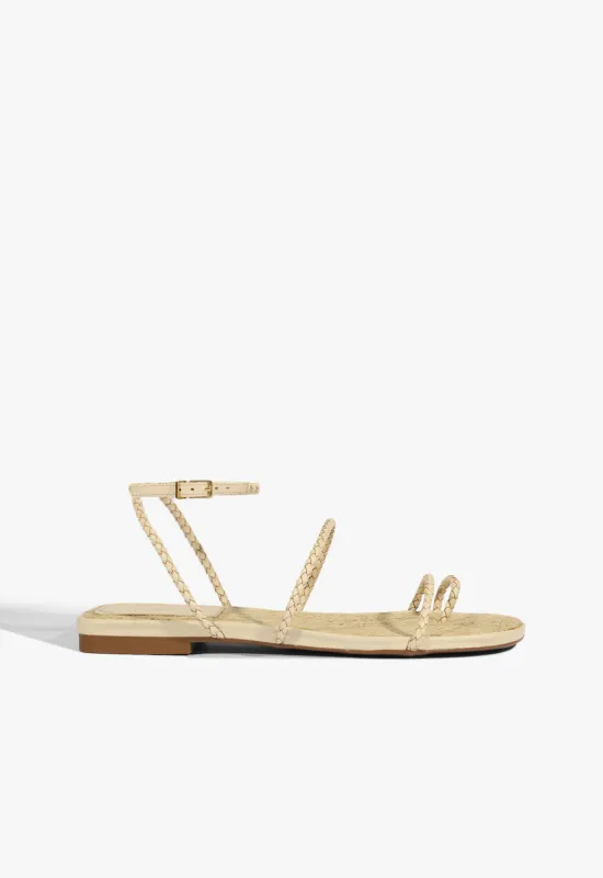 Kaya Beige Leather Flat Sandal sold by SCHUTZ