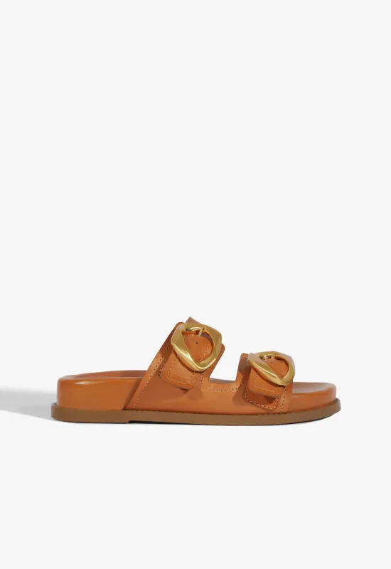 Olga Brown Leather Sporty Sandal sold by SCHUTZ