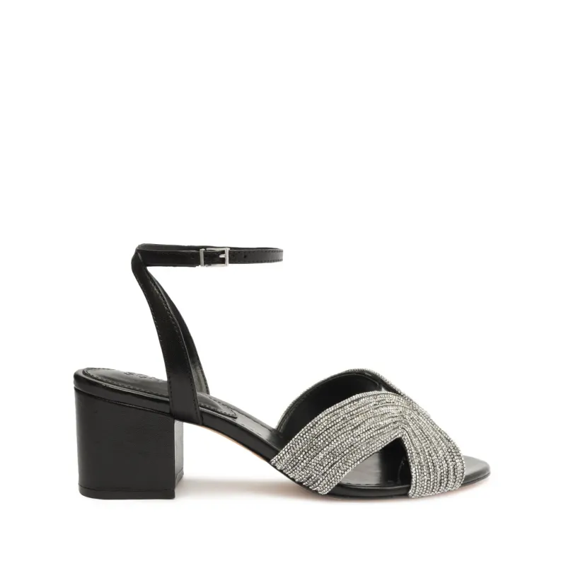 Hattie Mid Block Leather Sandal sold by SCHUTZ