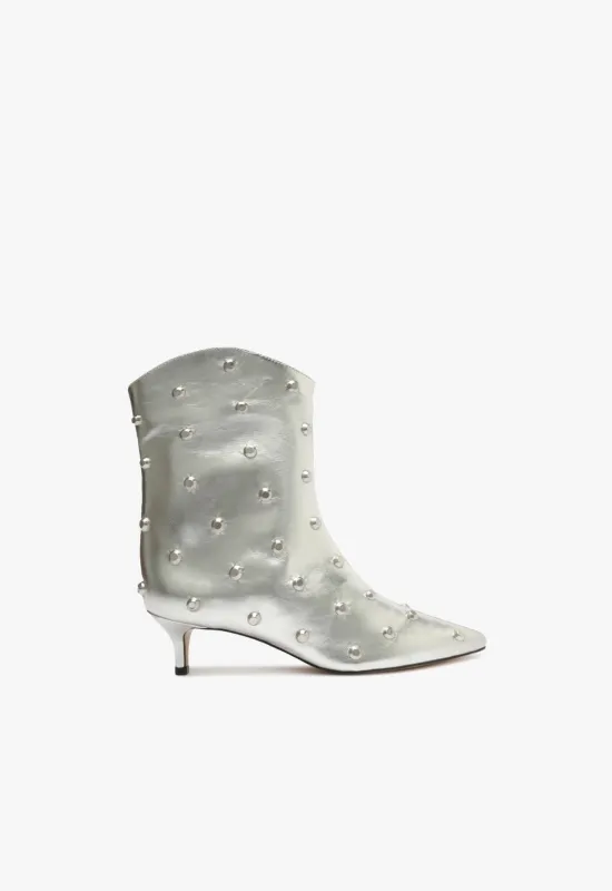 Maryann Metallic Leather Bootie sold by SCHUTZ